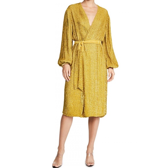 NWT RETROFETE Audrey Sequined Wrap Dress - Picture 2 of 13